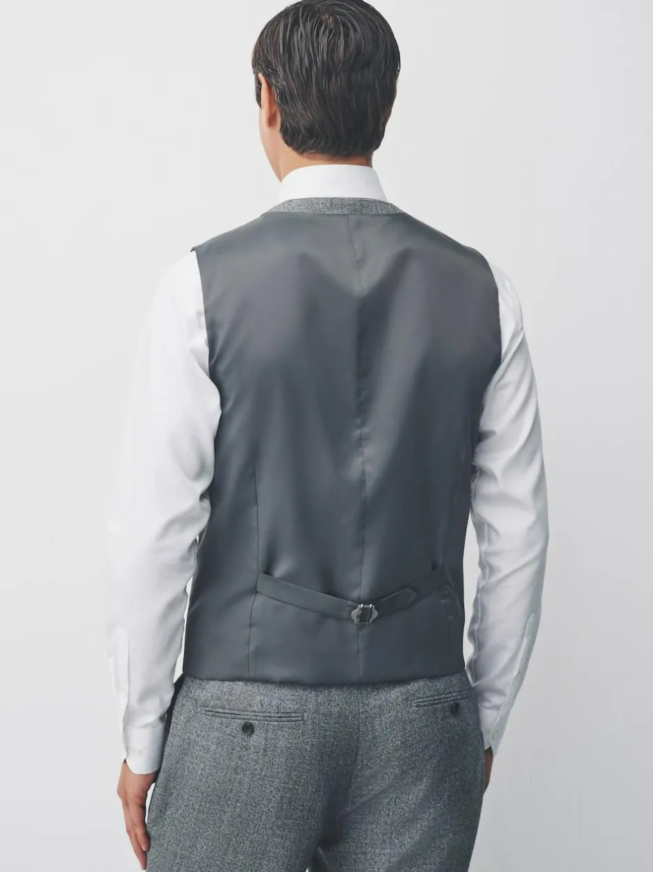 Next Merino Wool Blend Suit Waistcoat Grey Sale