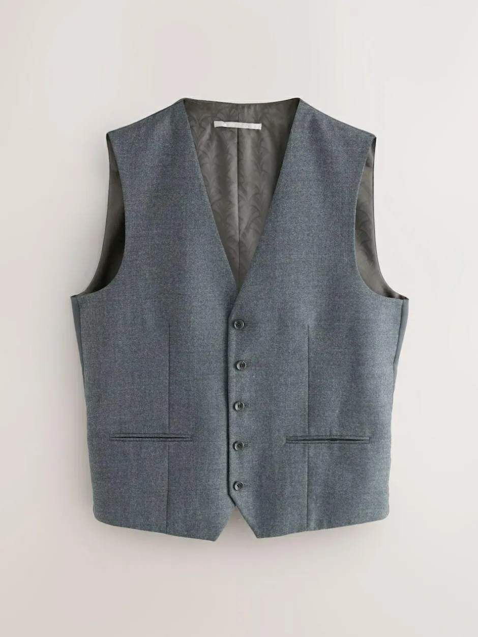 Next Merino Wool Blend Suit Waistcoat Grey Sale