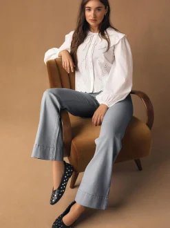 Next Patch Pocket Wide Leg Jeans Grey Sale