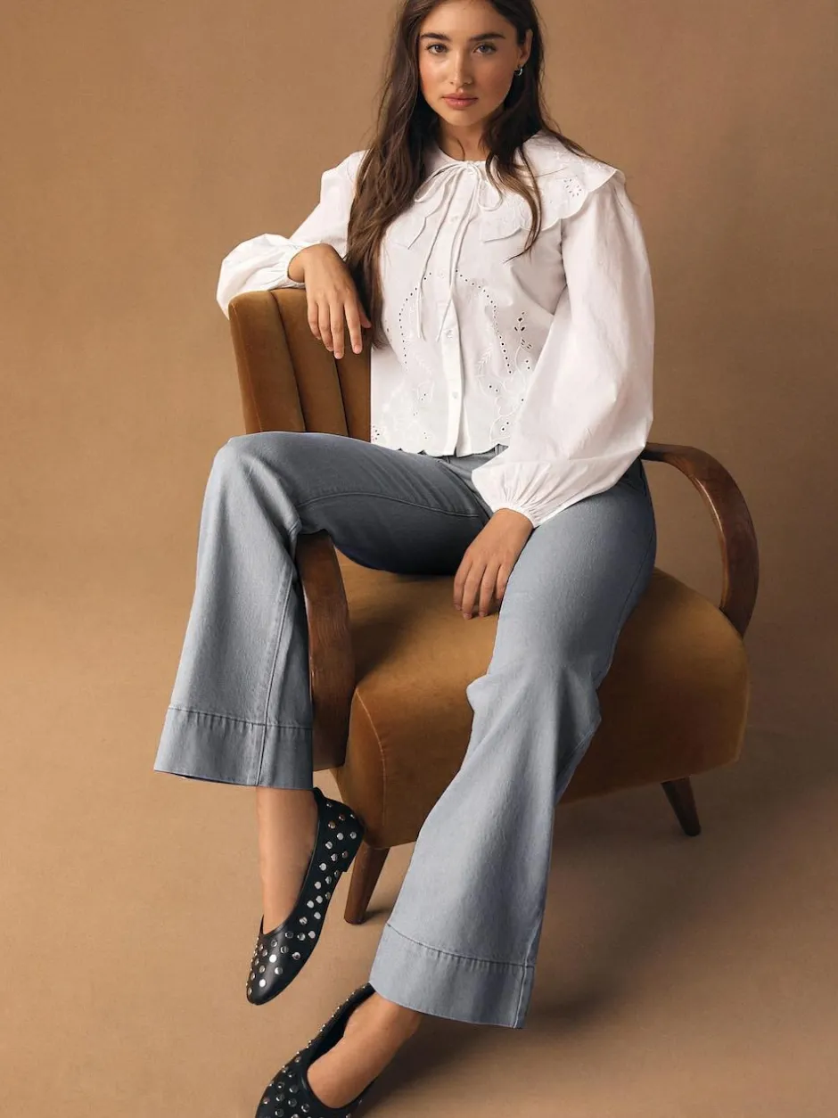 Next Patch Pocket Wide Leg Jeans Grey Sale