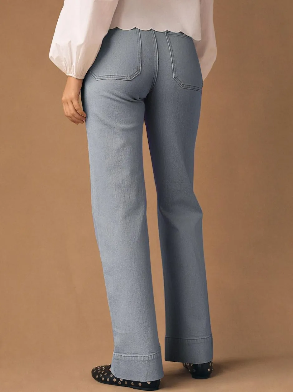 Next Patch Pocket Wide Leg Jeans Grey Sale