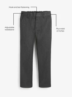 Next Plus Waist Straight Leg School Trousers (3-17yrs) Grey Outlet