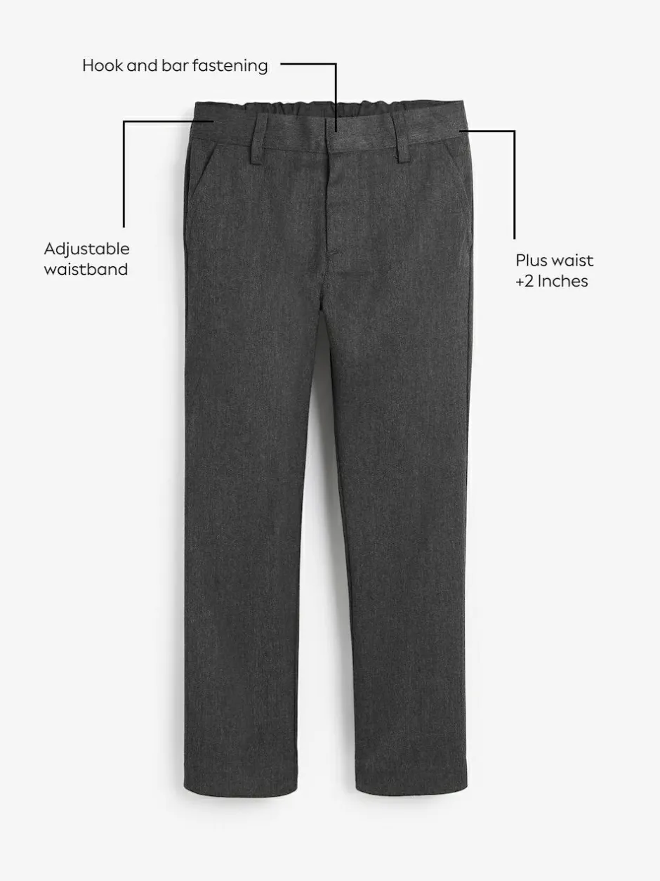 Next Plus Waist Straight Leg School Trousers (3-17yrs) Grey Outlet