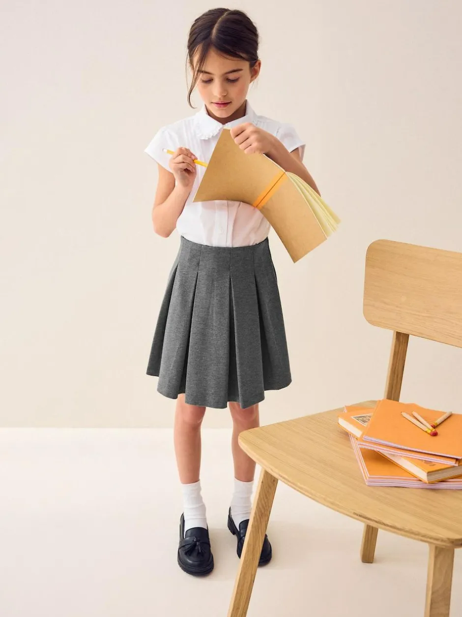 Next Pull on Jersey Stretch Pleated School Skirt (3-17yrs) Grey Outlet