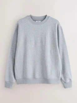 Next Grey Regular Fit Heavyweight Cotton Rich Crew Neck Sweatshirt Sale