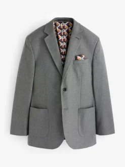 Next Regular Fit Textured Smart Blazer Grey