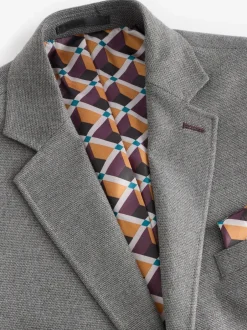 Next Regular Fit Textured Smart Blazer Grey
