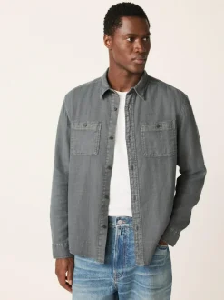 Next Regular Fit Textured Twin Pocket Long Sleeve Shirt Grey Best