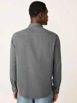 Next Regular Fit Textured Twin Pocket Long Sleeve Shirt Grey Best