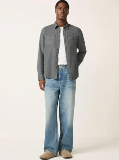 Next Regular Fit Textured Twin Pocket Long Sleeve Shirt Grey Best