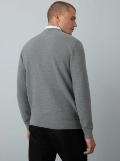 Next Regular Fit Textured Oxford Mock Shirt Jumper Grey Discount