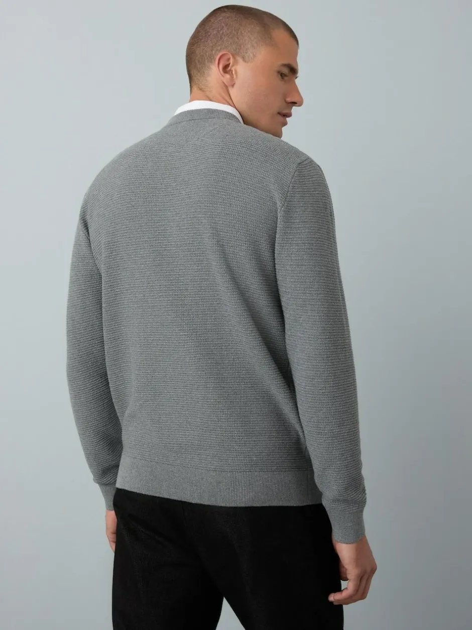 Next Regular Fit Textured Oxford Mock Shirt Jumper Grey Discount