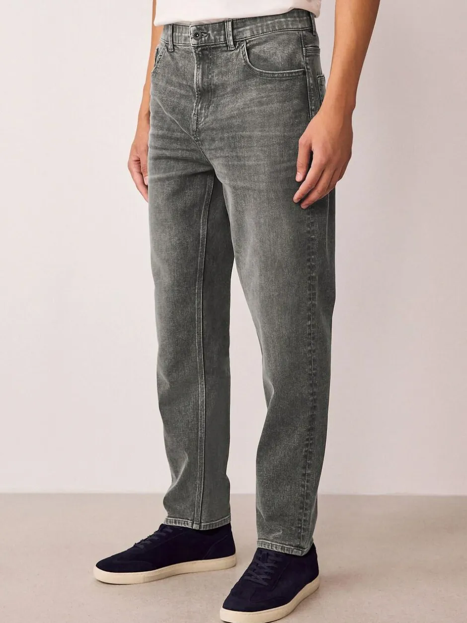 Next Regular Tapered Fit Authentic Stretch Denim Jeans Grey Clearance