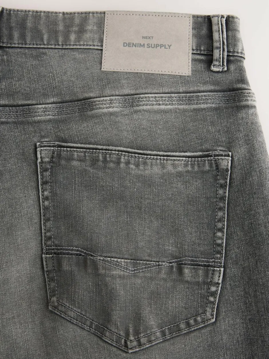 Next Regular Tapered Fit Authentic Stretch Denim Jeans Grey Clearance