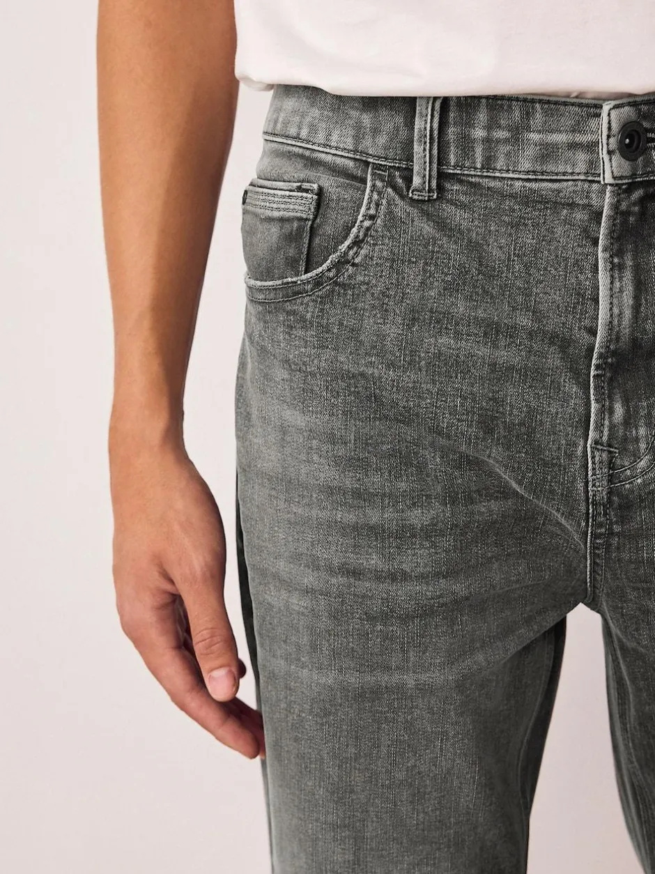 Next Regular Tapered Fit Authentic Stretch Denim Jeans Grey Clearance