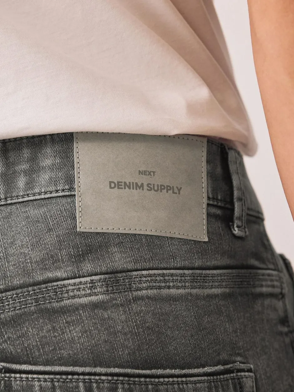 Next Regular Tapered Fit Authentic Stretch Denim Jeans Grey Clearance