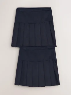 Next Grey Regular Waist 2 Pack Pleated School Skirts (3-16yrs) Sale