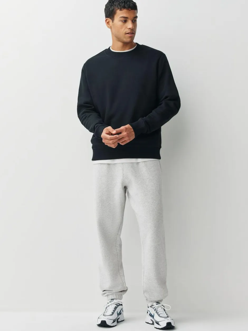 Next Relaxed Fit Slim Fit Brushback Heavyweight Joggers Grey