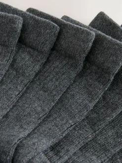 Next Ribbed Cotton Rich Socks 7 Pack Grey Outlet