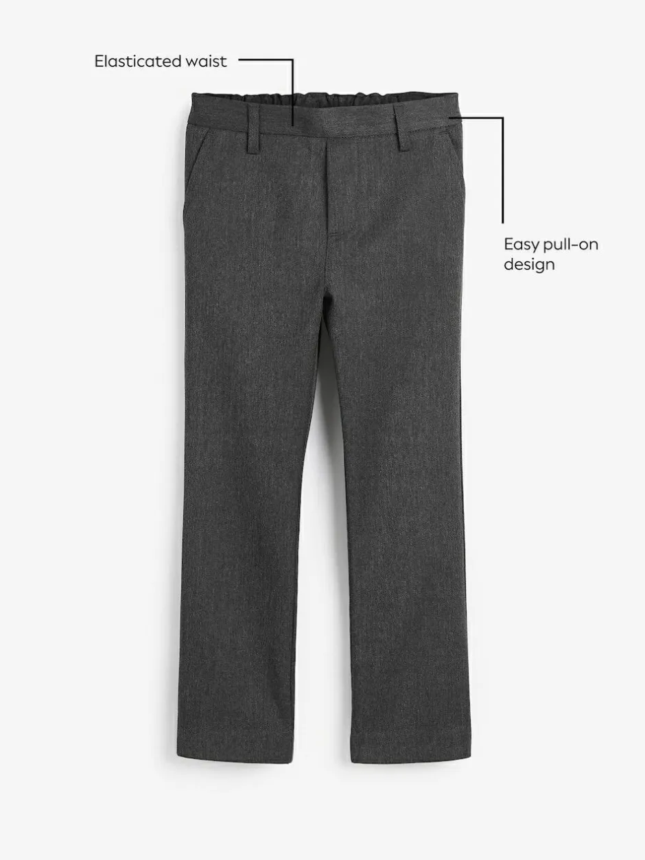 Next School Pull On Waist Straight Trousers (3-17yrs) Grey Hot
