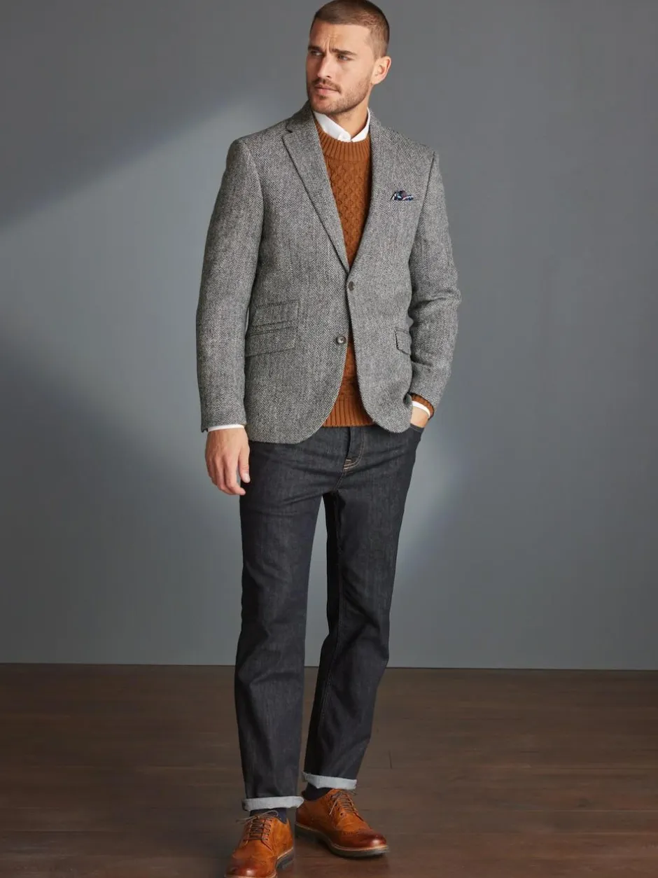 Next Signature Harris Tweed British Wool Blazer Grey Best