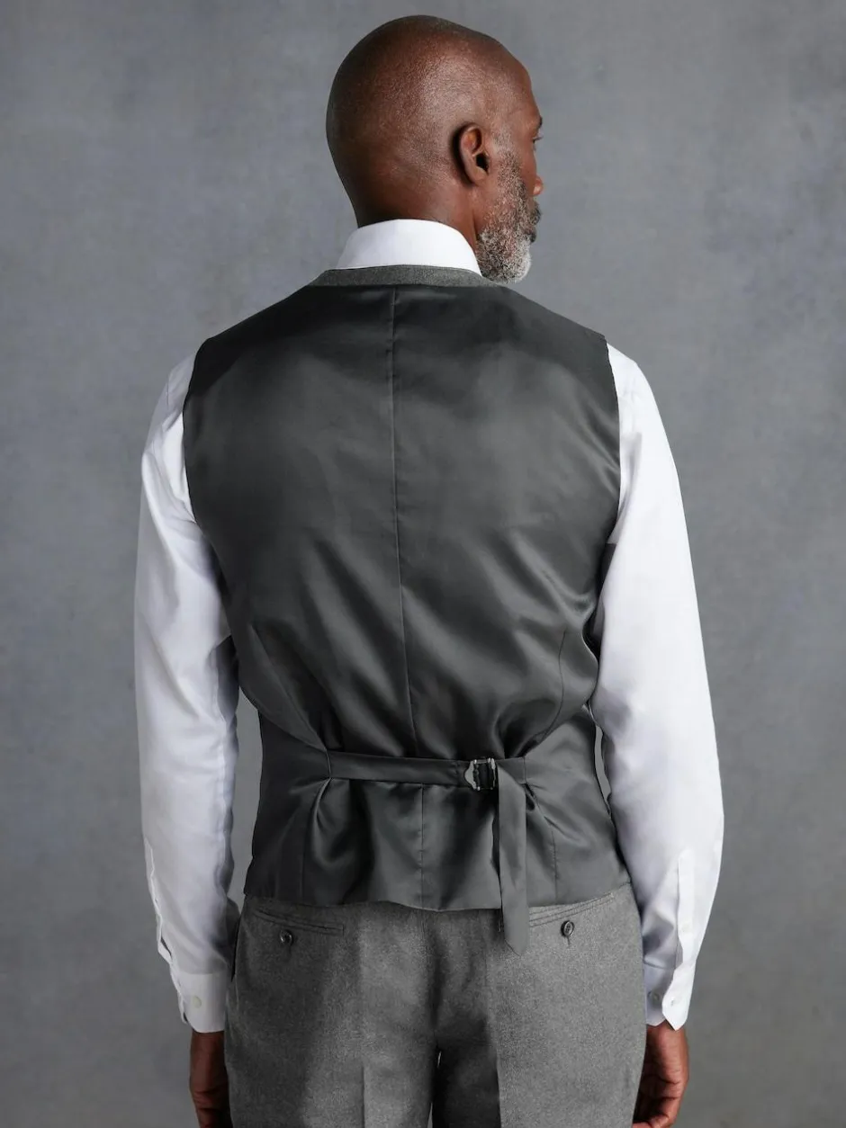 Next Signature Zignone Italian Wool Cashmere Blend Flannel Suit Waistcoat Grey Best