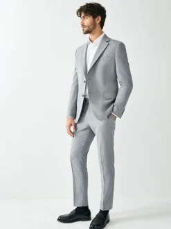 Next Skinny Fit Textured Suit Jacket Grey Hot