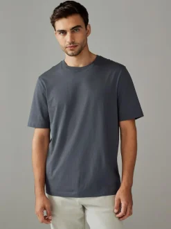 Next Grey Slate Regular Fit Essential Crew Neck Cotton T-Shirt Hot