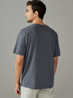 Next Grey Slate Regular Fit Essential Crew Neck Cotton T-Shirt Hot