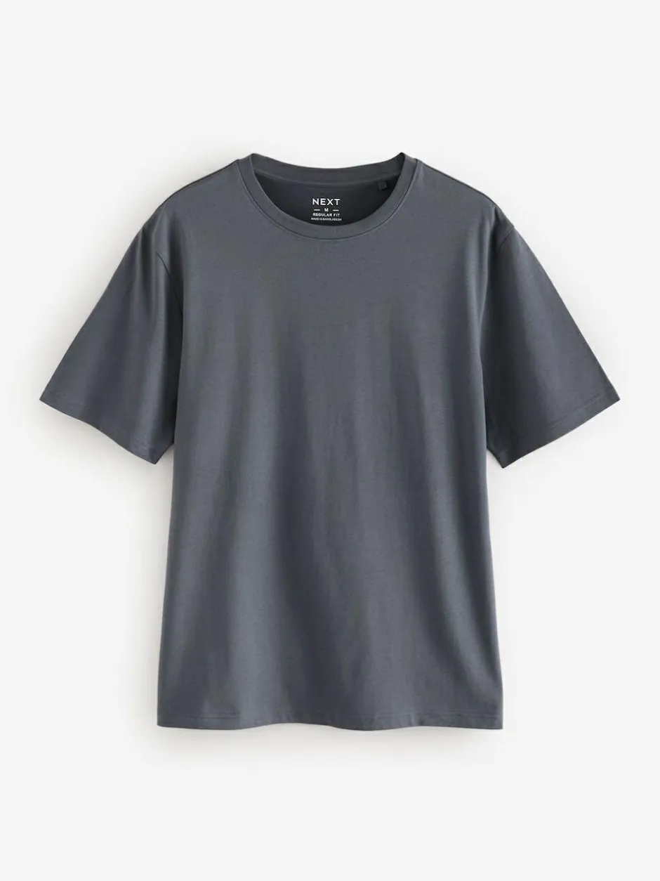 Next Grey Slate Regular Fit Essential Crew Neck Cotton T-Shirt Hot