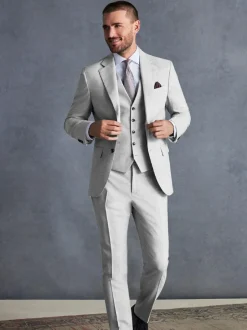 Next Slim Fit Signature Tollegno Italian Wool Textured Suit Jacket Grey Online