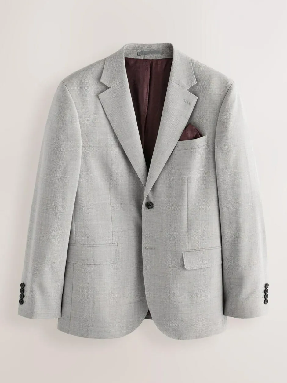Next Slim Fit Signature Tollegno Italian Wool Textured Suit Jacket Grey Online