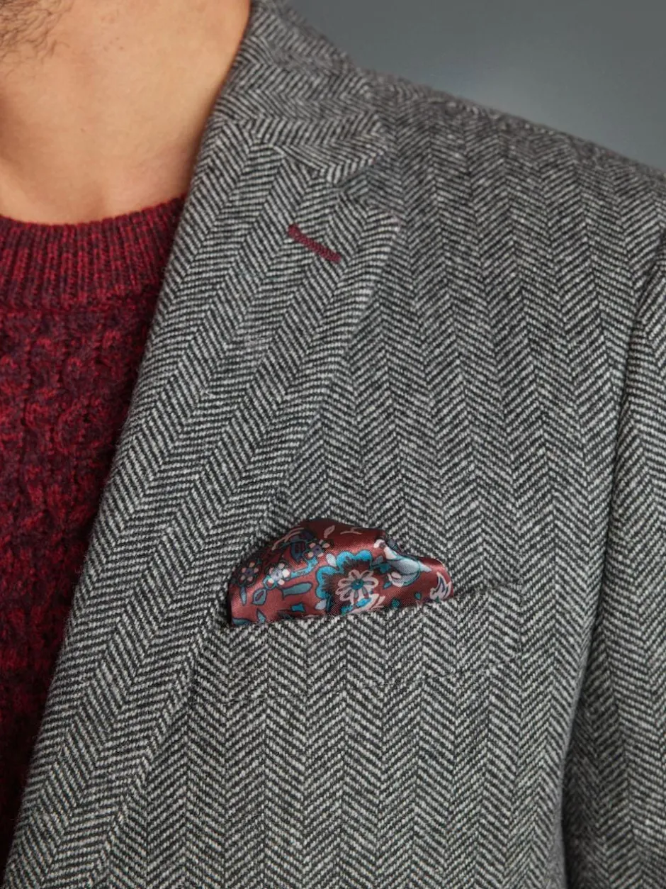 Next Slim Fit Signature Wool Blend Herringbone Nova Fides Blazer Grey Best