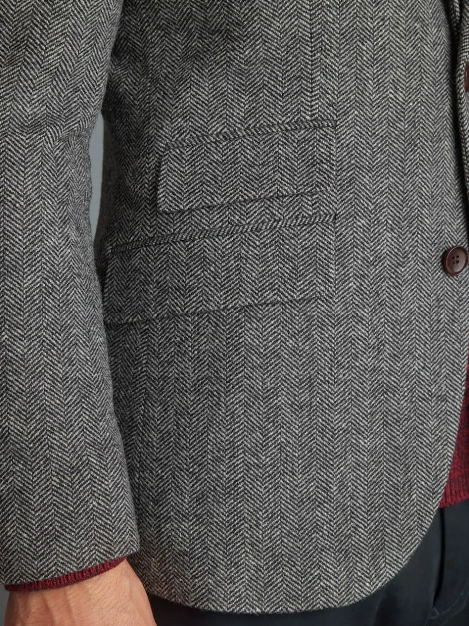 Next Slim Fit Signature Wool Blend Herringbone Nova Fides Blazer Grey Best