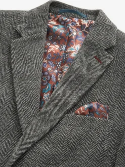 Next Slim Fit Signature Wool Blend Herringbone Nova Fides Blazer Grey Best