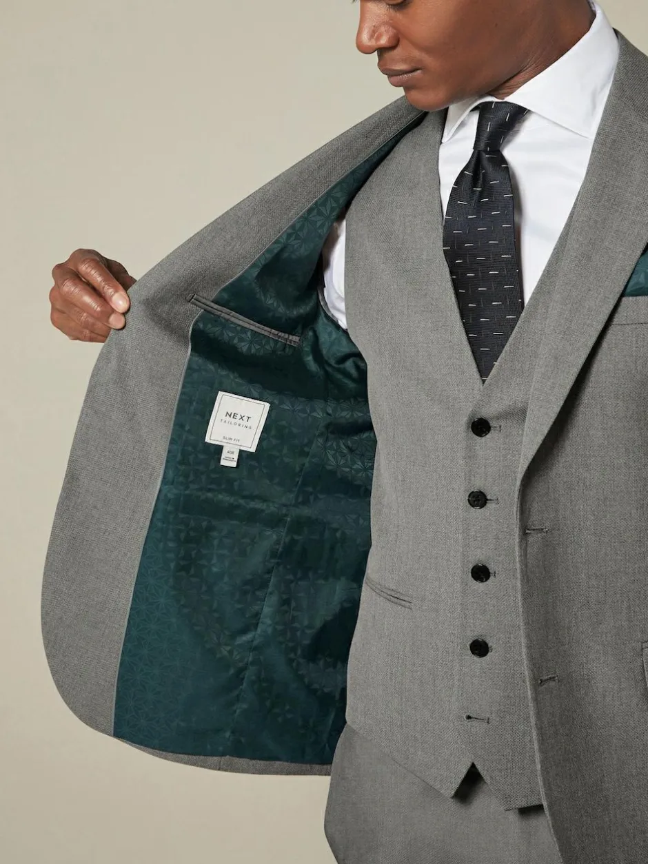 Next Grey Slim Fit Textured Suit Jacket