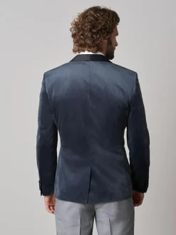 Next Slim Fit Velvet Blazer Grey