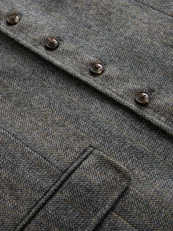 Next Grey Slim Fit Wool Blend Herringbone Stripe Suit Waistcoat New