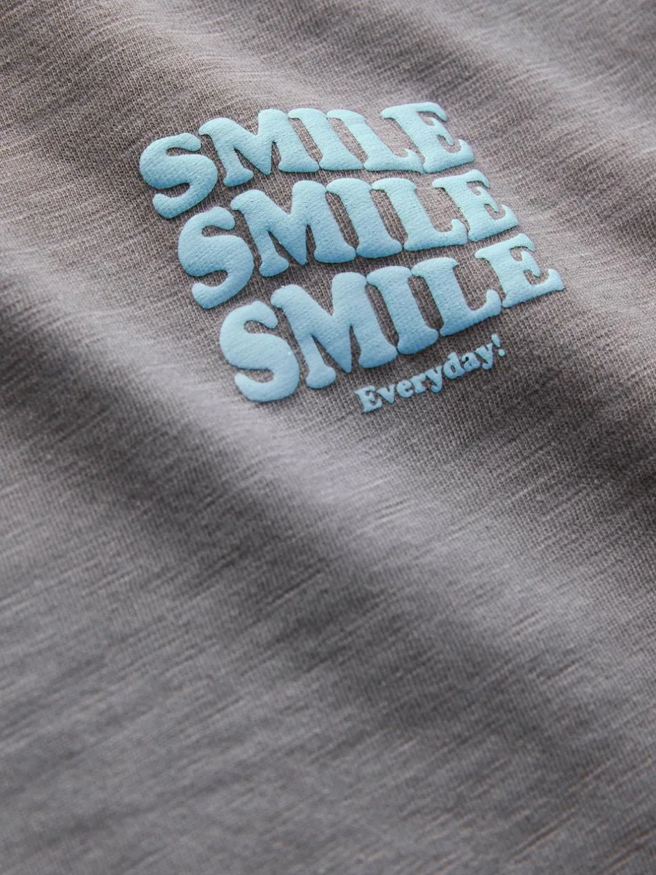 Next Grey Slogan Long Sleeves Semi Plain T-Shirt (3mths-7yrs) Discount