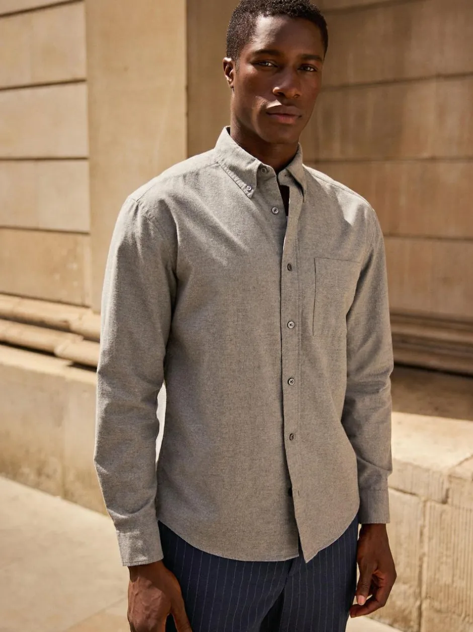 Next Grey Soft Touch Oxford Long Sleeve Shirt