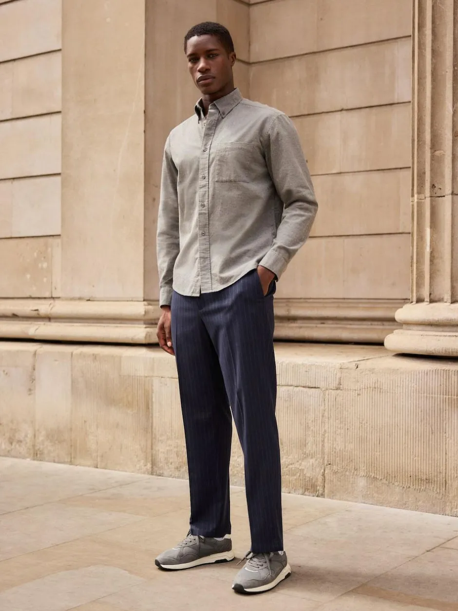 Next Grey Soft Touch Oxford Long Sleeve Shirt