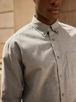 Next Grey Soft Touch Oxford Long Sleeve Shirt