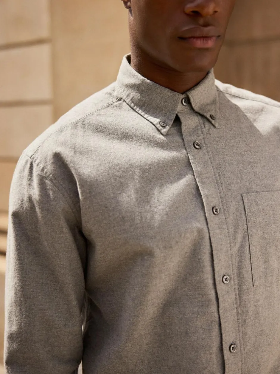 Next Grey Soft Touch Oxford Long Sleeve Shirt