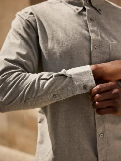 Next Grey Soft Touch Oxford Long Sleeve Shirt