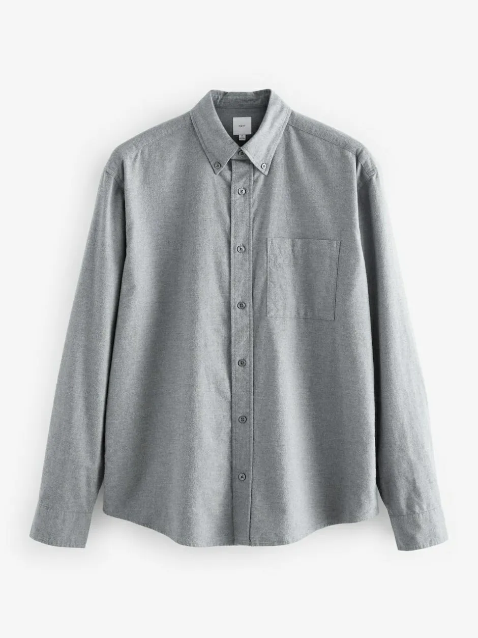 Next Grey Soft Touch Oxford Long Sleeve Shirt