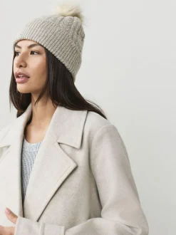 Next Grey Sparkle Knitted Pom Hat New