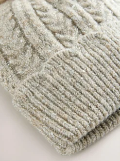Next Grey Sparkle Knitted Pom Hat New