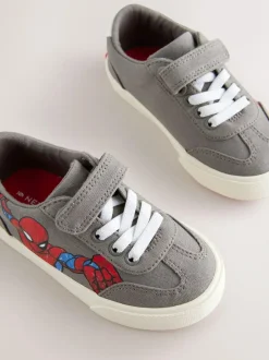 Next Grey Standard Fit (F) Spiderman Touch Fastening Elastic Lace Trainers Best