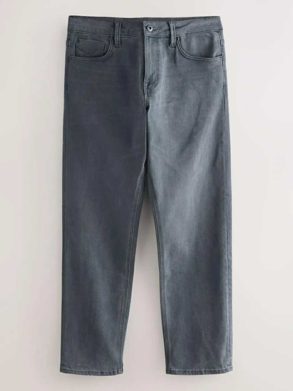 Next Grey Straight Fit Motionflex Jeans Best