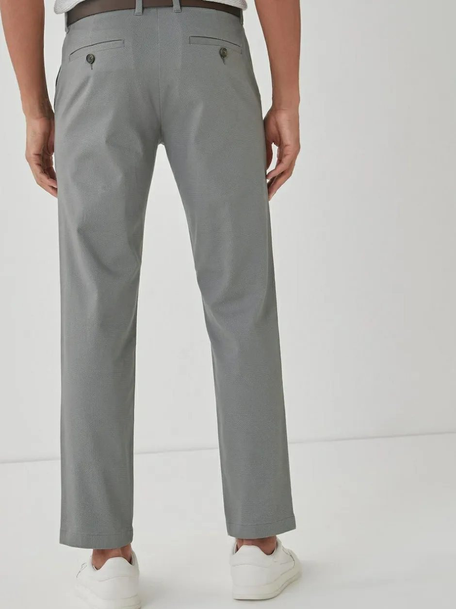 Next Straight Fit Printed Belted Soft Touch Chino Trousers Grey